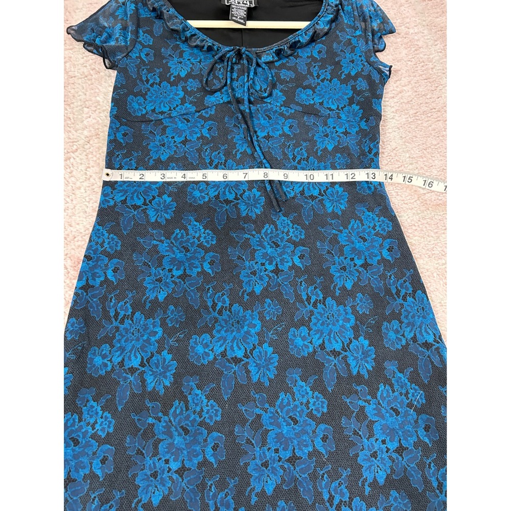 90's City Triangle Mesh Mini Dress Floral Lace Print Size Small Whimsigoth VNTG - Picture 6 of 11